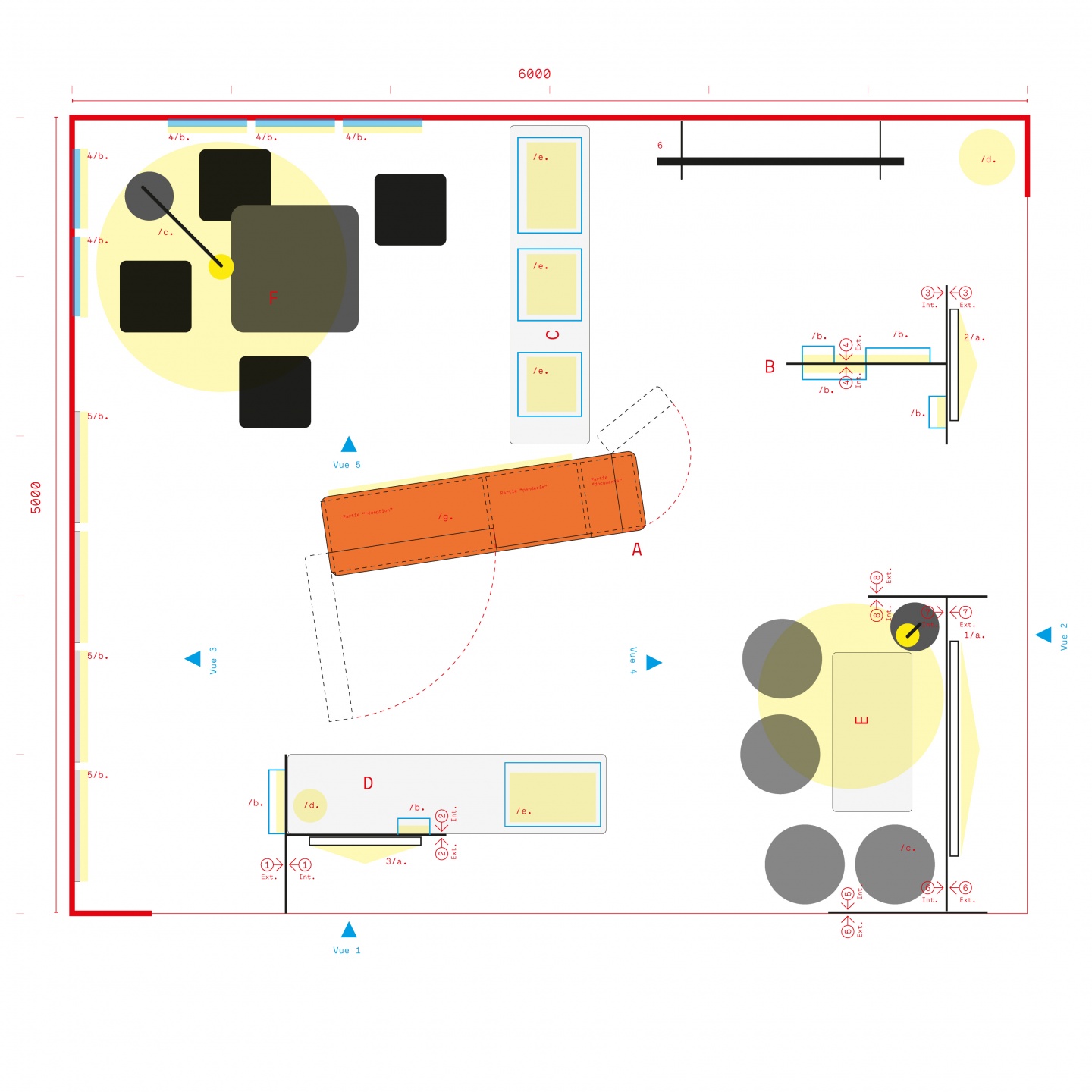 Plan de principe pour le salon Medica<div>(30 m2).</div>